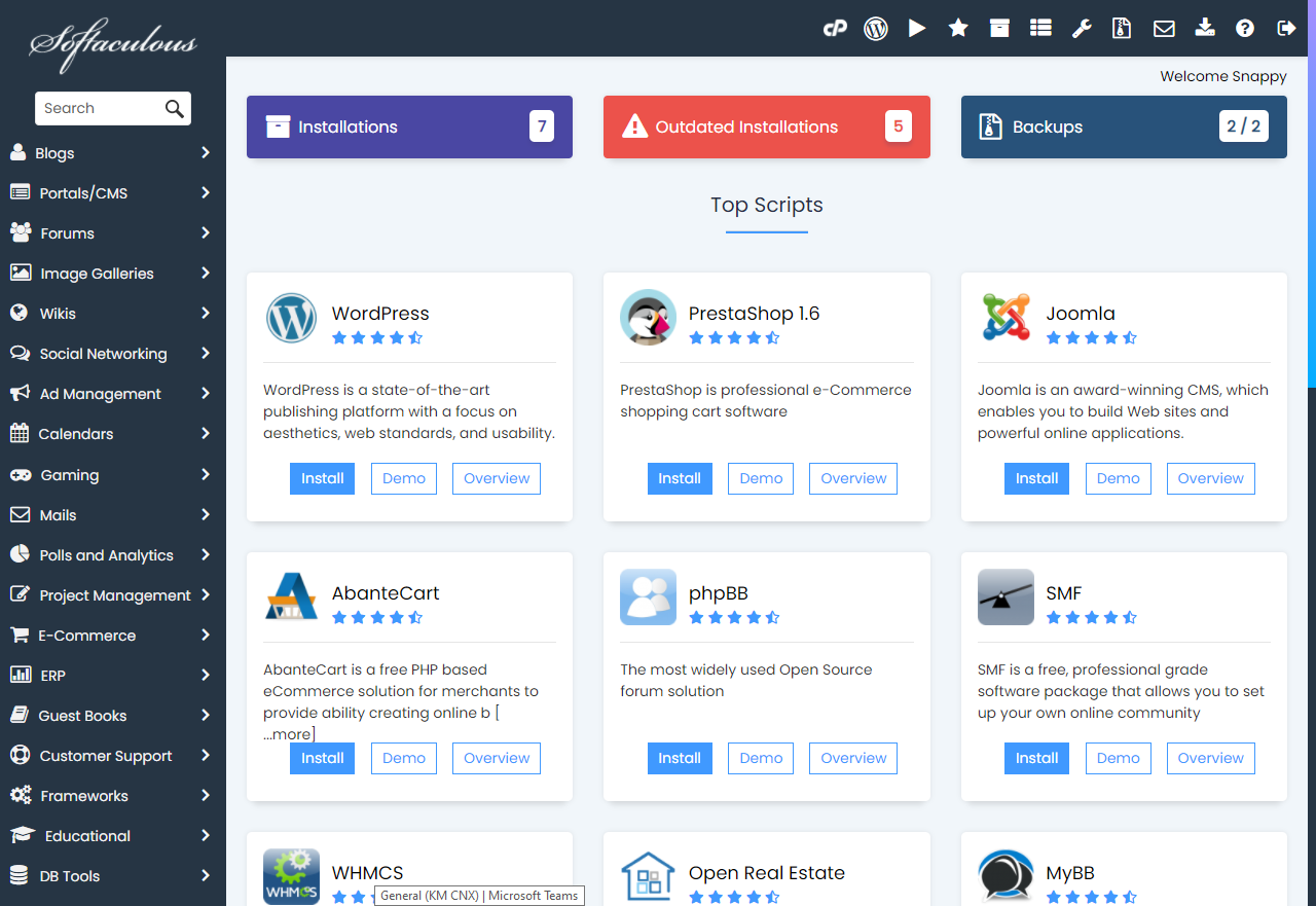 cpanel-softaculous-script-installation